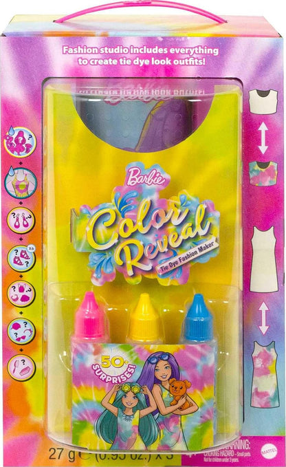 Barbie Color Reveal Tie-Dye Fashion Maker Set – Barbie & Chelsea Dolls, Puppy & 50 Surprises