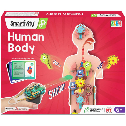Smartivity Human Body Toy for Kids 6-12 Years|Body Organs & Functions|Birthday Gifts for Unisex|DIY Science Toys 6,7,8,9,10,11,12,13,14 Years Old I STEM Building Set Wooden Construction Game,79 Pcs(PACK OF 6)