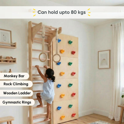 Curious Cub Jungle Gym for Kids Indoor | Kids Gymnastics At Home Gym | Contains Rock Climbing, Wall Climbing for Kids | Ladder for Kids to Play Indoor Fun Activity for Ages 4+(6 FEET)