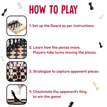 Games, Deluxe Chess, Wooden Set, War & Strategy, Family Games (PACK OF 4)