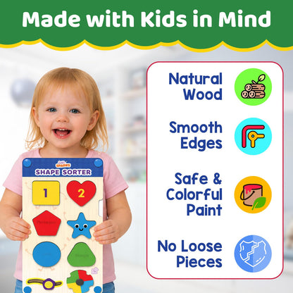 Smartivity Shape Sorter Learning Toy for Kids 2–5 Years Old | 12 Wooden Shape Pieces, 10 Challenge Cards | Teaches Colour Recognition & Counting |...(PACK OF 6)