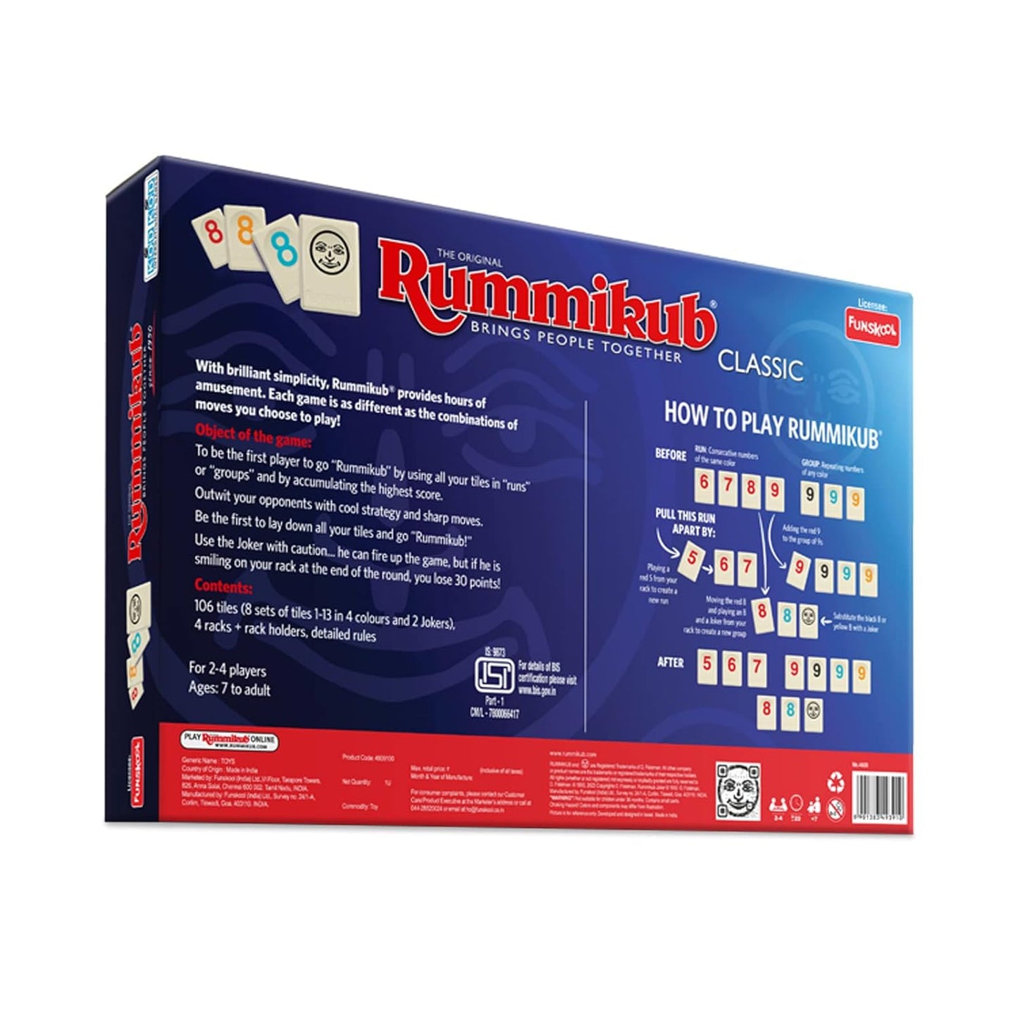 Original Rummikub Number, Classic Tile Game for Kids, 2-4 Players, Educational (PACK OF 6)