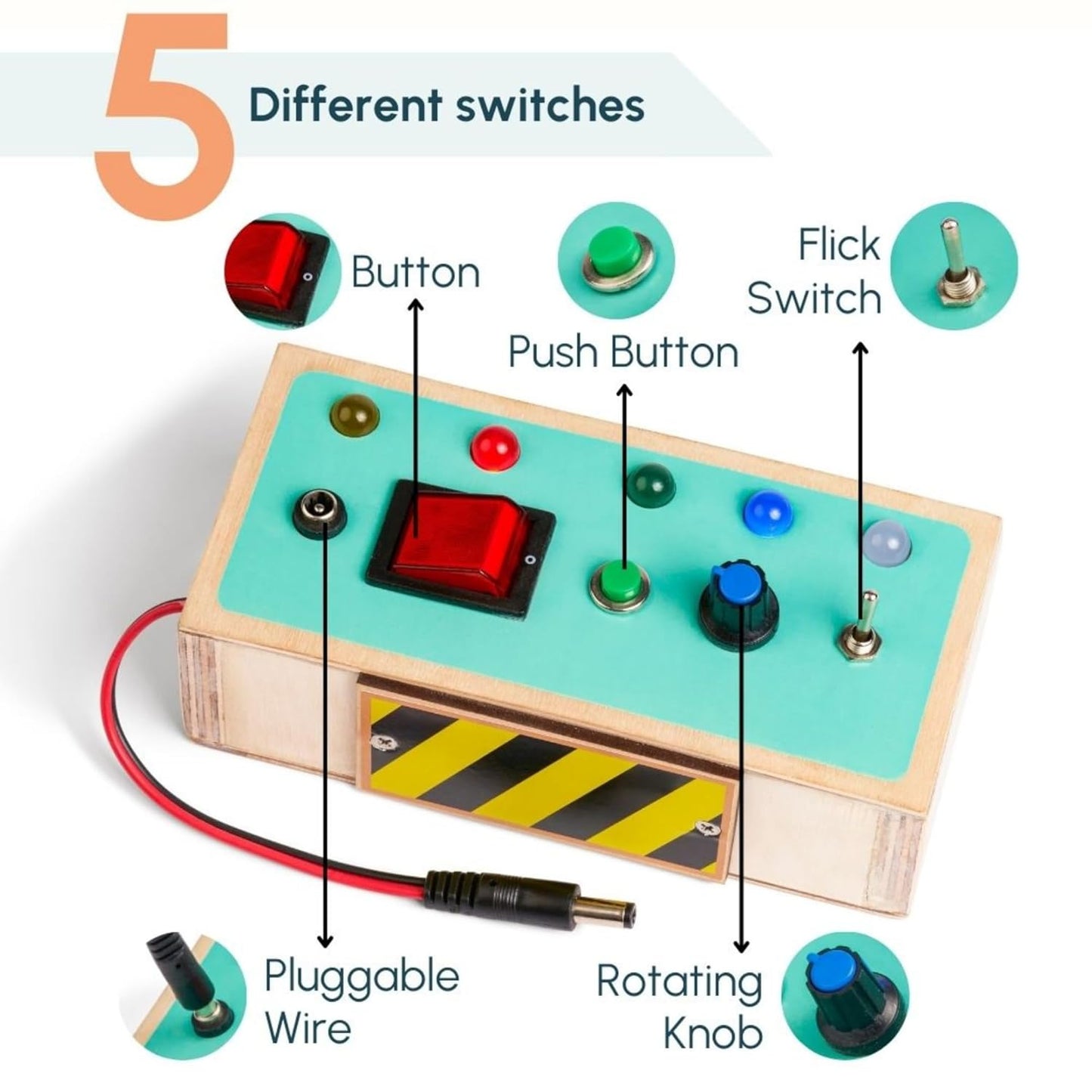 Curious Cub Montessori Busy Board | Switch Board Toy for Kids | Perfect Gifts for Children Travel Toy, Toggle Play | Kids Toys for 2-5 Years Boy & Girls | Kids Activity Toys | 3 Months Warranty