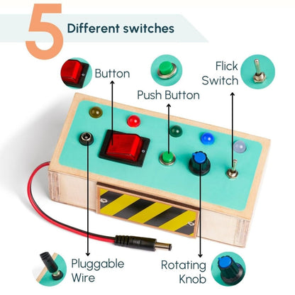 Curious Cub Montessori Busy Board | Switch Board Toy for Kids | Perfect Gifts for Children Travel Toy, Toggle Play | Kids Toys for 2-5 Years Boy & Girls | Kids Activity Toys | 3 Months Warranty