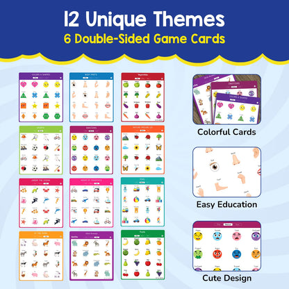 Smartivity Memory Game for Kids Ages 3+ Years | Fun Matching Game - 12 Theme Cards & 3 Level Challenges I Birthday Gift for Boys & Girls I Preschool Learning Toy for 3,4,5,6 Years Age(PACK OF 6)