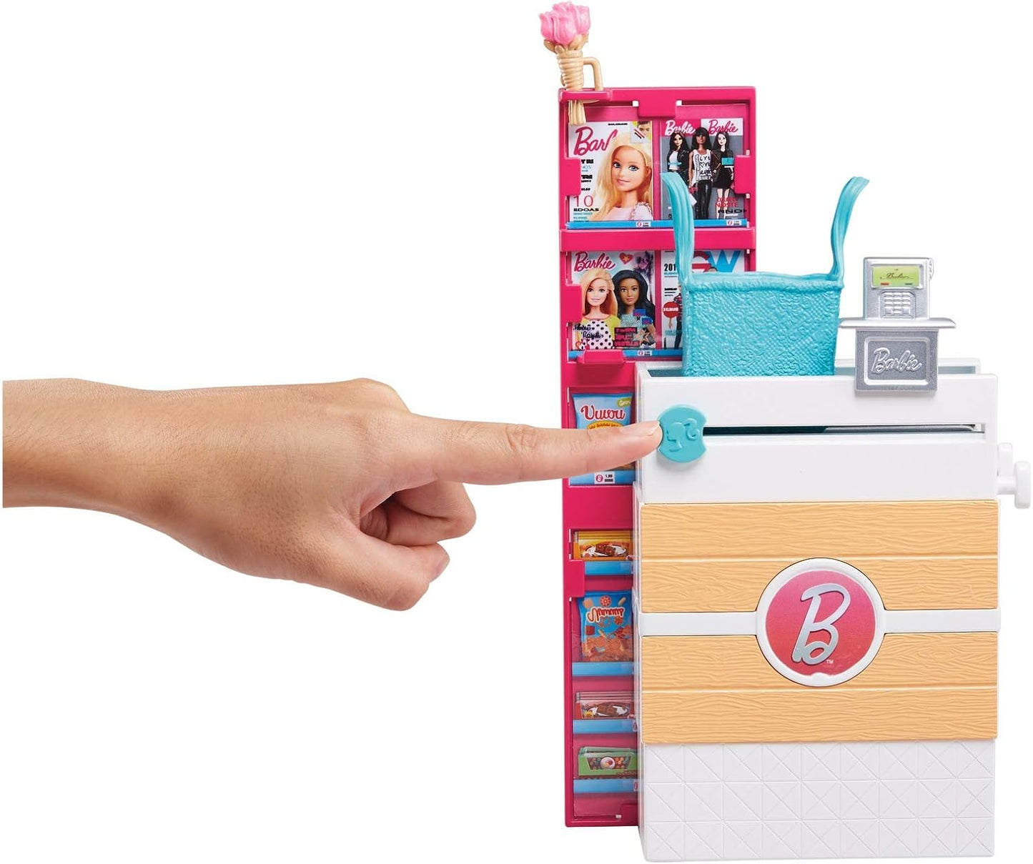 Barbie FRP01 FRP01 Supermarket Box with Doll with Flower Dress, Goods Department, Crate and Accessories, Children's Toy, Multicoloured FRP01