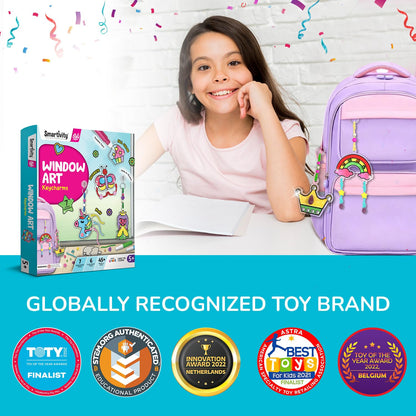 Smartivity Window Art Keycharms for Girls 5 to 10 Years, Glass Painting | Create Princess, Unicorn, Rainbow, Butterfly & Many More |Birthday Gift for 5, 6, 7, 8, 9, 10| Sun Catcher Craft Activity Kit(PACK OF 6)