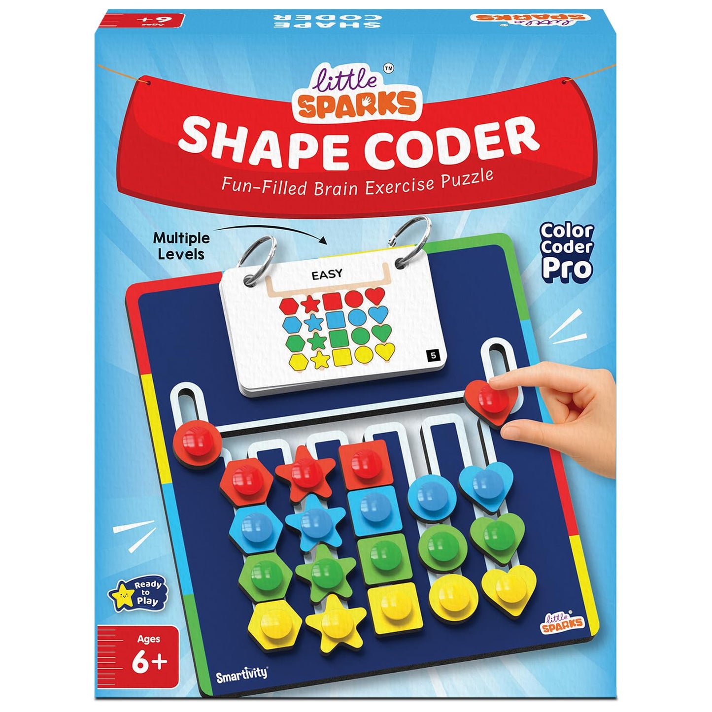 Smartivity Shape Coder Puzzle Toy for Kids 6,7,8,9,10,11,12 Years | 15 Challenge Cards, 5 Columns & Colored Shapes | Logical Thinking & Colour Matching Brain Game | Travel-Friendly Educational Gift(PACK OF 6)