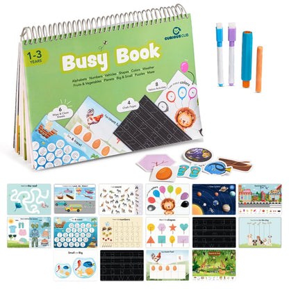 Curious Cub Montessori Busy Book | Toddler Busy Binder for 2-5 Yrs | Activity Binder| Quiet Book| Educational Toys For 3 Year Old| Kids Learning Books 2-3Years| Velcro Books For 2 Yrs Old | Kids Gifts