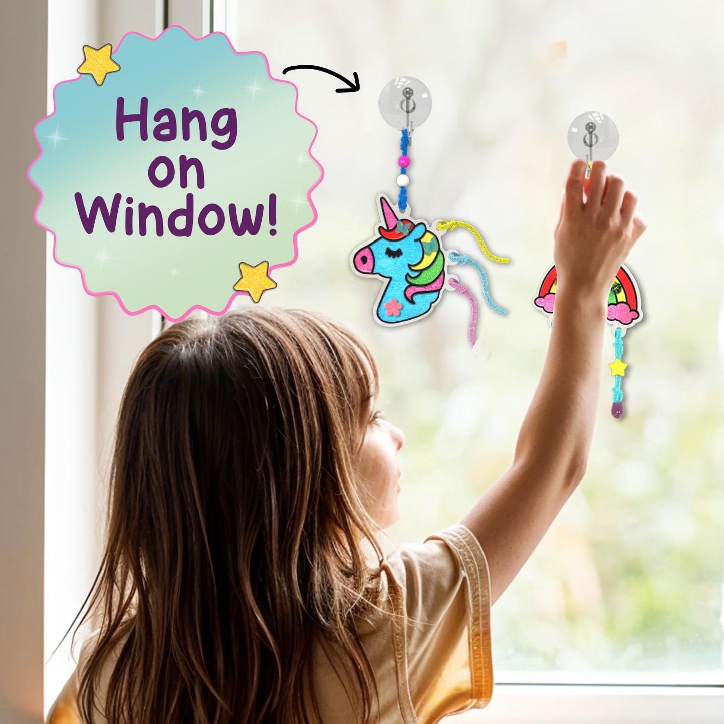 Smartivity Window Art Keycharms for Girls 5 to 10 Years, Glass Painting | Create Princess, Unicorn, Rainbow, Butterfly & Many More |Birthday Gift for 5, 6, 7, 8, 9, 10| Sun Catcher Craft Activity Kit(PACK OF 6)