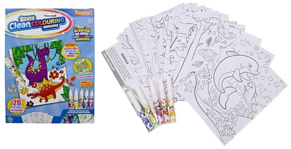 Scentos CleanColouring Markers Adventure Set By Fratelli | 20 pictures to color, Colour Reveal Stickers and 5 Scented Clean Colouring Markers(PACK OF 12)