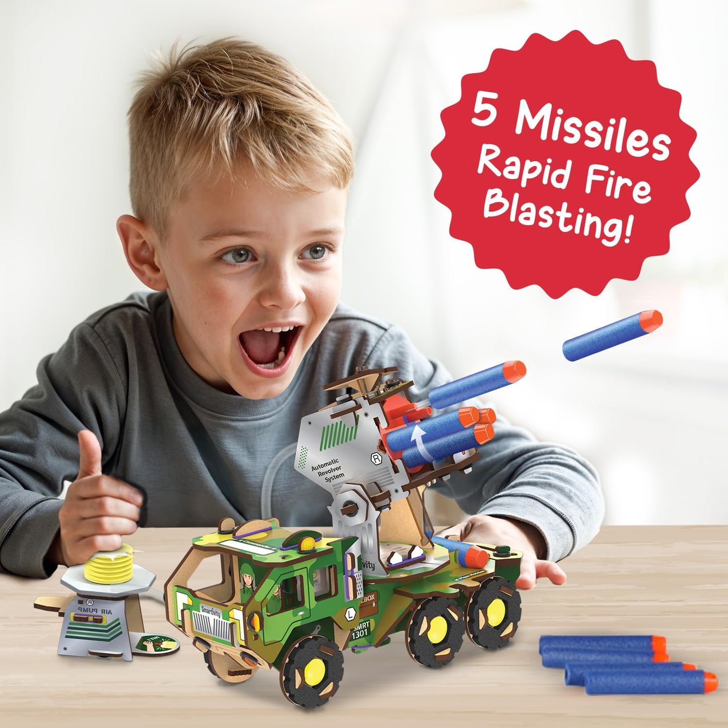 Smartivity DIY Military Vehicle for Kids 8-14 Years | Army Truck with Air Powered - Missle Launch System | Birthday Gift for Boys & Girls | I STEM Toy for 8,9,10,11,12,13,14 Years(PACK OF 6)