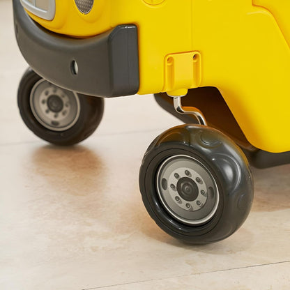 Yaya School Bus Roof Car, Ride-on Toy with Interactive Steering Wheel, EVA Foam Wheels, Storage Compartment, 360° Rotating Front Wheel, Double Opening Doors, Indoor Outdoor Use