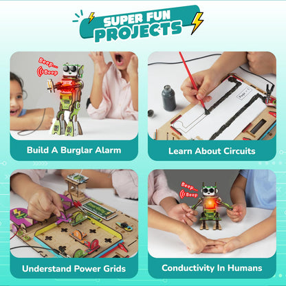 Smartivity Electricity Kit for Kids 8-14 Years Old I 8+ Circuit Experiments & DIY Electric Robot with Light and Sound | Science Project Kit I Birthday Gift Boys & Girls 8-9-10-11-12-13-14 Years(PACK OF 6)
