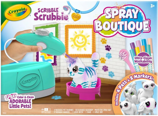 Crayola Scribble Scrubbie Pets Spray Boutique, Airbrush Art Set for Kids