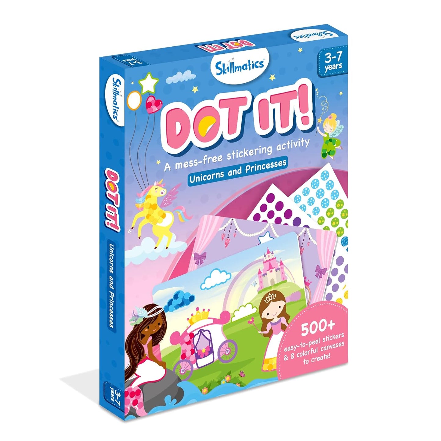 Skillmatics Dot It Sticker Art Activity - Unicorns & Princesses, Mess-Free Fun for Kids, 500+ Stickers, Craft Kits, DIY Activity, Travel Toys, Gifts for Boys & Girls Ages 3, 4, 5, 6, 7(PACK OF 5)