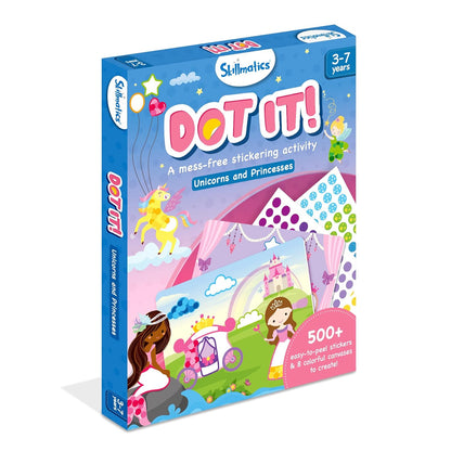 Skillmatics Dot It Sticker Art Activity - Unicorns & Princesses, Mess-Free Fun for Kids, 500+ Stickers, Craft Kits, DIY Activity, Travel Toys, Gifts for Boys & Girls Ages 3, 4, 5, 6, 7(PACK OF 5)