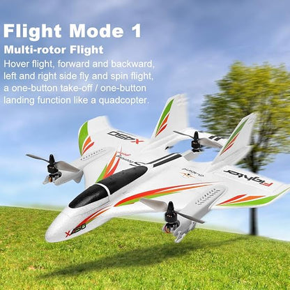 GoolRC WLtoys XK X450 RC Airplane, 2.4GHz Remote Control Airplane, 6 Channel Brushless Motor Aircraft, Vertical Takeoff LED RC Glider Fixed Wing Plane RTF for Adults