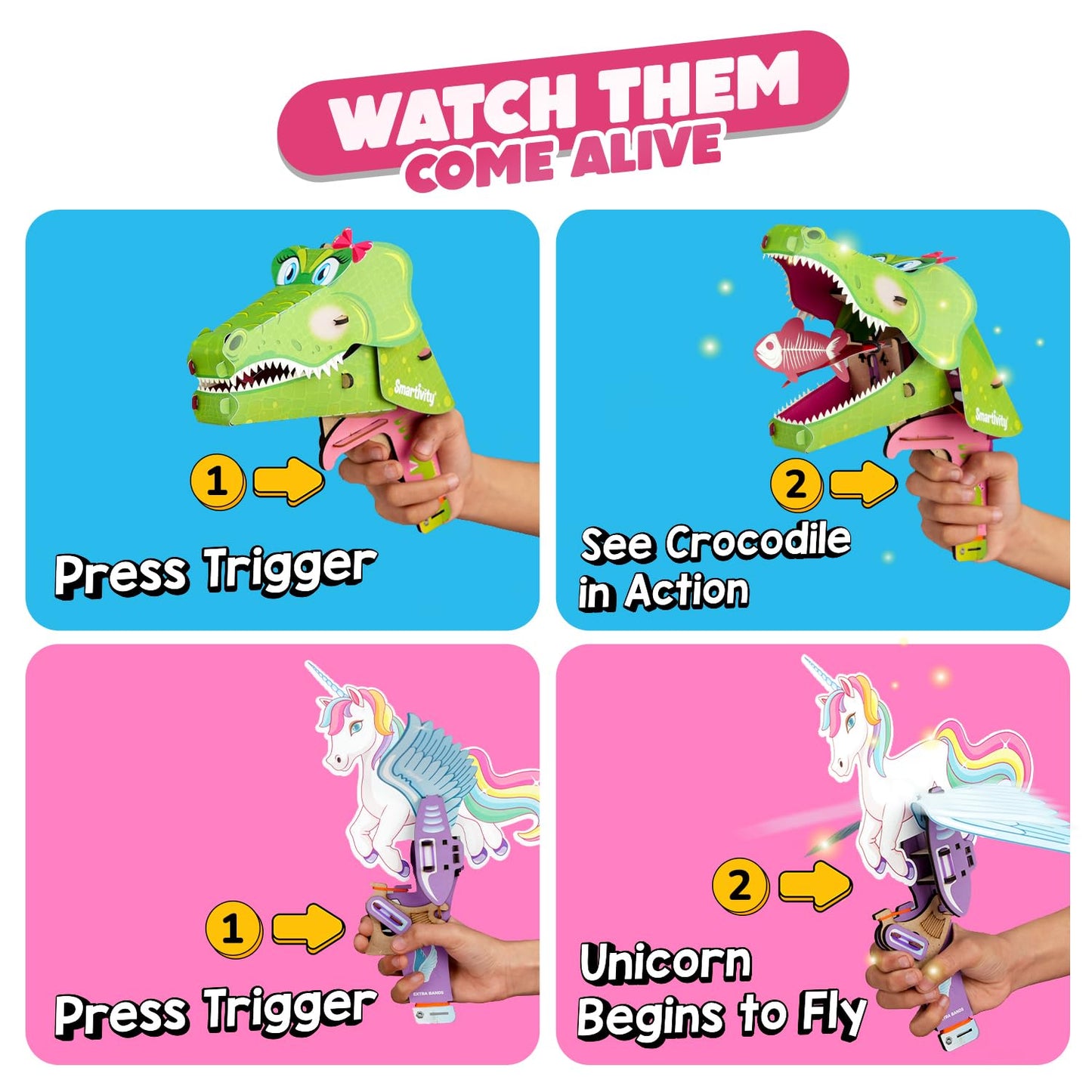 Smartivity 2in1 Animals I Magical Unicorn & Cute Crocodile I Toys for Kids 6-12 Years Old | Birthday Gifts for Boys & Girls| DIY Science Toy for Kids 6,7,8,9,10,11,12 I STEM Educational Game(PACK OF 6)