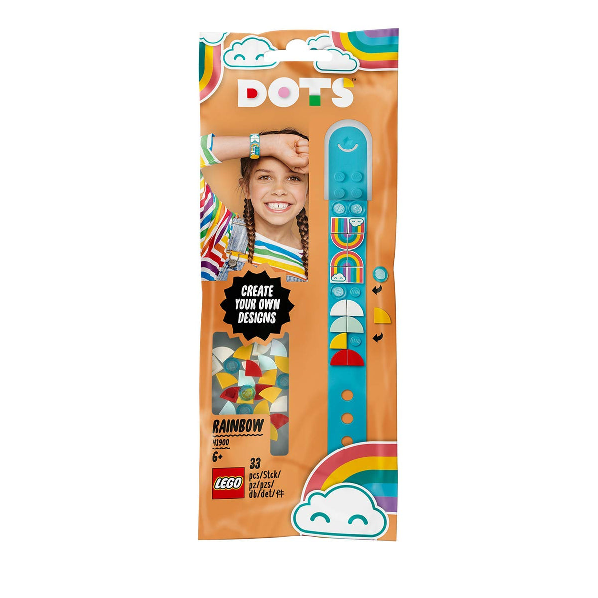 LEGO DOTS 41900 Rainbow Bracelet DIY Jewellery Craft Set, 33 Pieces, Ages 6+