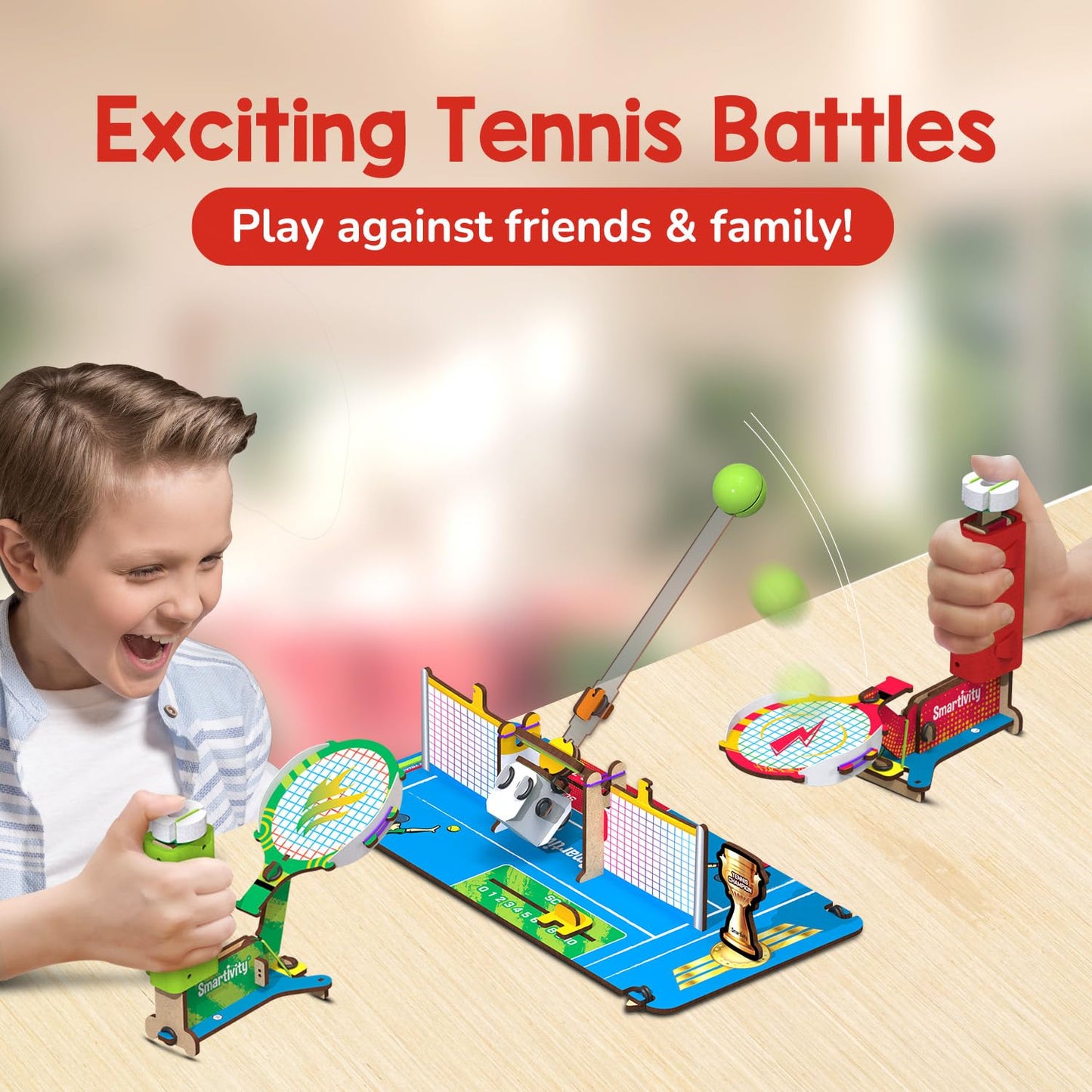 Smartivity Tabletop Tennis Game Kit for Kids 6 to 12, 2-Player STEM Toy with Mechanical Rackets & Scoreboard, Birthday Gift for Boys & Girls Age 6,7,8,9,10,11,12,13,14 Years, Table Tennis(PACK OF 6)