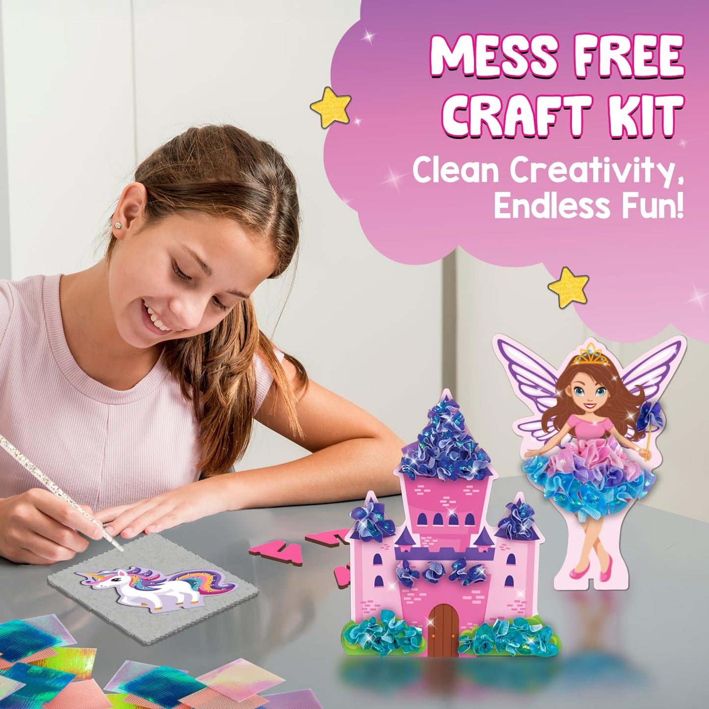 Smartivity Art & Craft Kit - Poke Art Princess Wonderland for Kids Ages 4, 5, 6, 7, 8, 9, 10 Years Old, Create 5 Princesses, 2 Castles & Unicorn, Smart Birthday Gift for Girls & Boys, Fun Activity Kit(PACK OF 6)