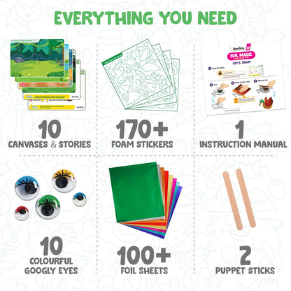 Smartivity Art & Craft Activity Kit- Foil Magic Animals Theme Craft Kit for Kids Age 4-10 Years, 100+ Foil Sheet, 10 Canvases, 170+ Stickers, Birthday Gift for Boys & Girls Ages 4,5,6,7,8,9,10(PACK OF 6)