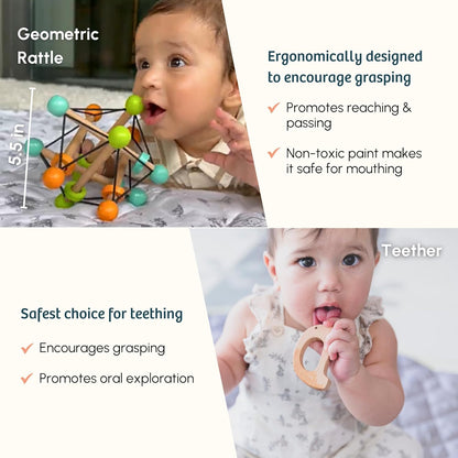 Curious Cub Montessori Learning Wooden Toys | Box 2: 3+ Months | Montessori Toys| Sensory Learning Toy | Educational Toys| New Born Baby Toy 3 Months| Gift for Infant