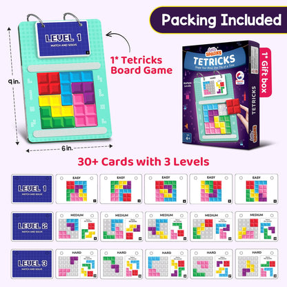 Smartivity Tetricks - Magnetic Puzzle Game for Kids 4–8 Years | 30+ Fun Brain Challenges with 6 Magnetic Shapes | Learning and Educational Toy I Birthday...(PACK OF 6)