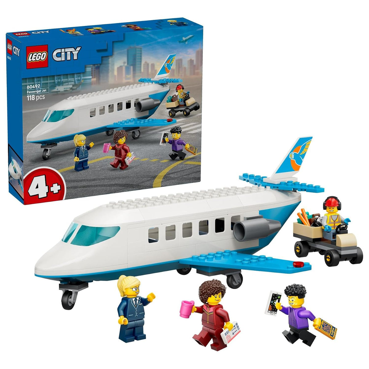LEGO City 60492 Passenger Jet Airplane Building Set, 118 Pieces, 4+