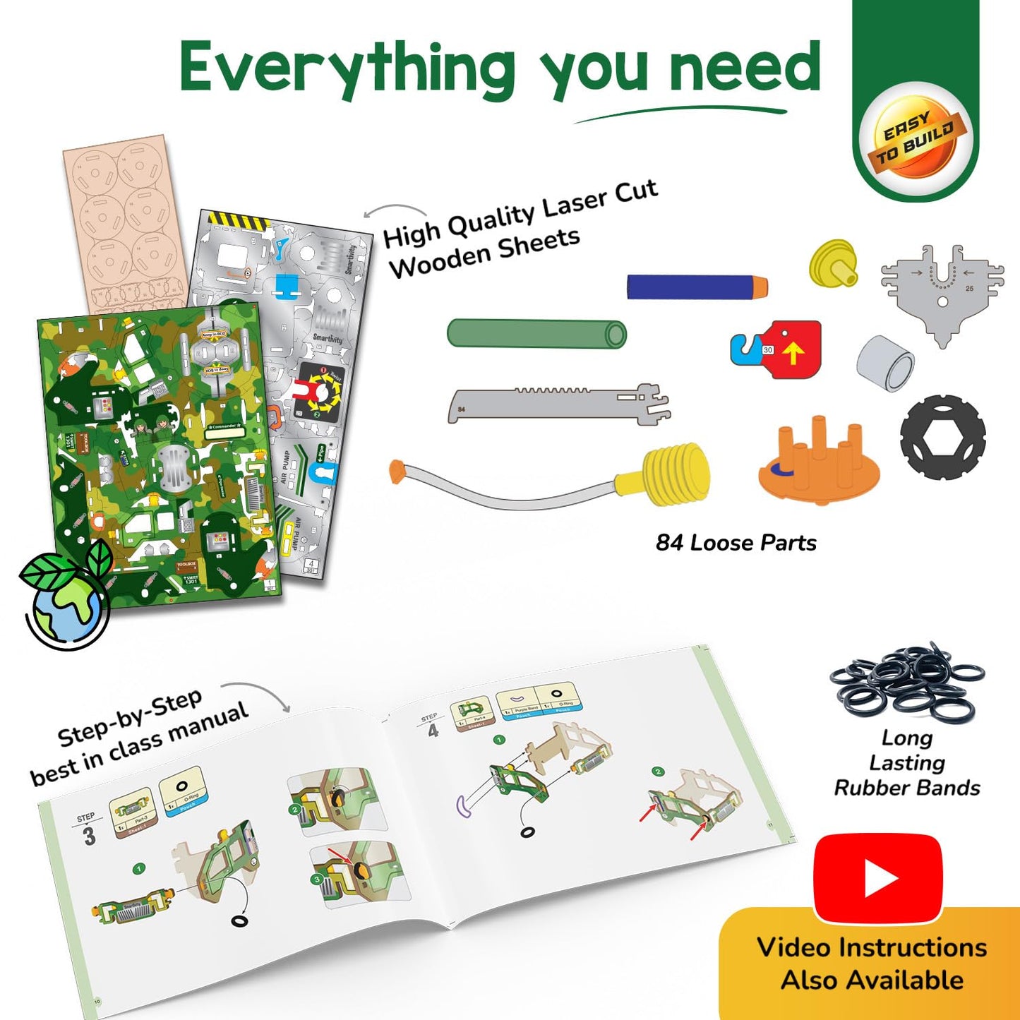 Smartivity DIY Military Vehicle for Kids 8-14 Years | Army Truck with Air Powered - Missle Launch System | Birthday Gift for Boys & Girls | I STEM Toy for 8,9,10,11,12,13,14 Years(PACK OF 6)