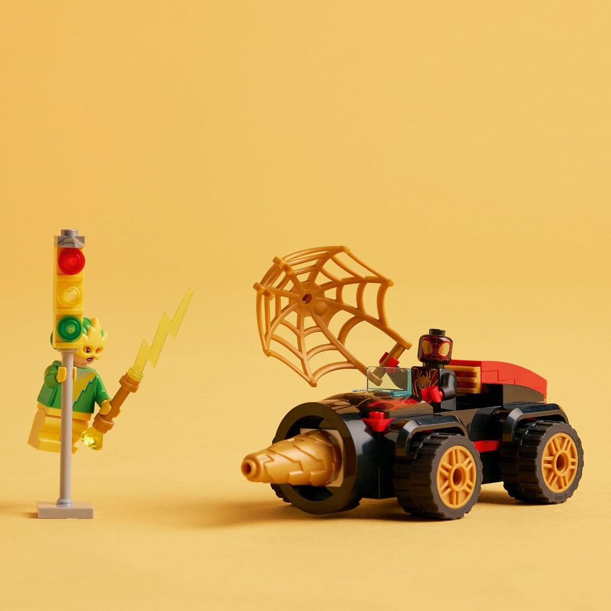 LEGO Marvel 10792 Drill Spinner Vehicle with Miles Morales and Electro, 58 Pieces, Ages 4+