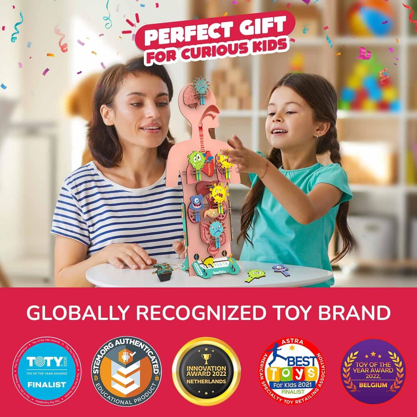 Smartivity Human Body Toy for Kids 6-12 Years|Body Organs & Functions|Birthday Gifts for Unisex|DIY Science Toys 6,7,8,9,10,11,12,13,14 Years Old I STEM Building Set Wooden Construction Game,79 Pcs(PACK OF 6)