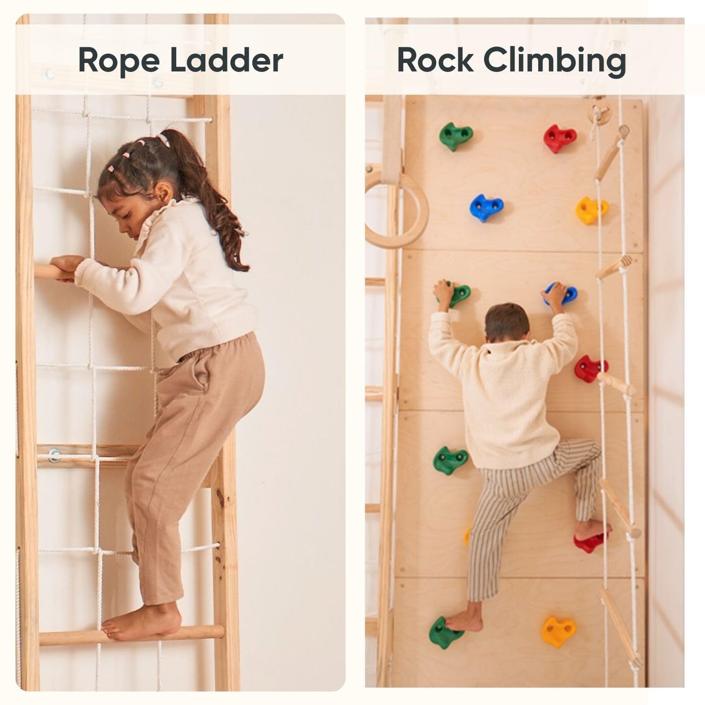 Curious Cub Jungle Gym for Kids Indoor | Kids Gymnastics At Home Gym | Contains Rock Climbing, Wall Climbing for Kids | Ladder for Kids to Play Indoor Fun Activity for Ages 4+(7 FEET)