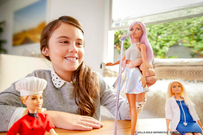 Barbie Pop Star Doll Dressed in Iridescent Skirt with Microphone and Pink Hair, Gift for Ages 3 and Up