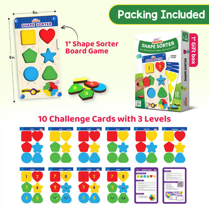 Smartivity Shape Sorter Learning Toy for Kids 2–5 Years Old | 12 Wooden Shape Pieces, 10 Challenge Cards | Teaches Colour Recognition & Counting |...(PACK OF 6)
