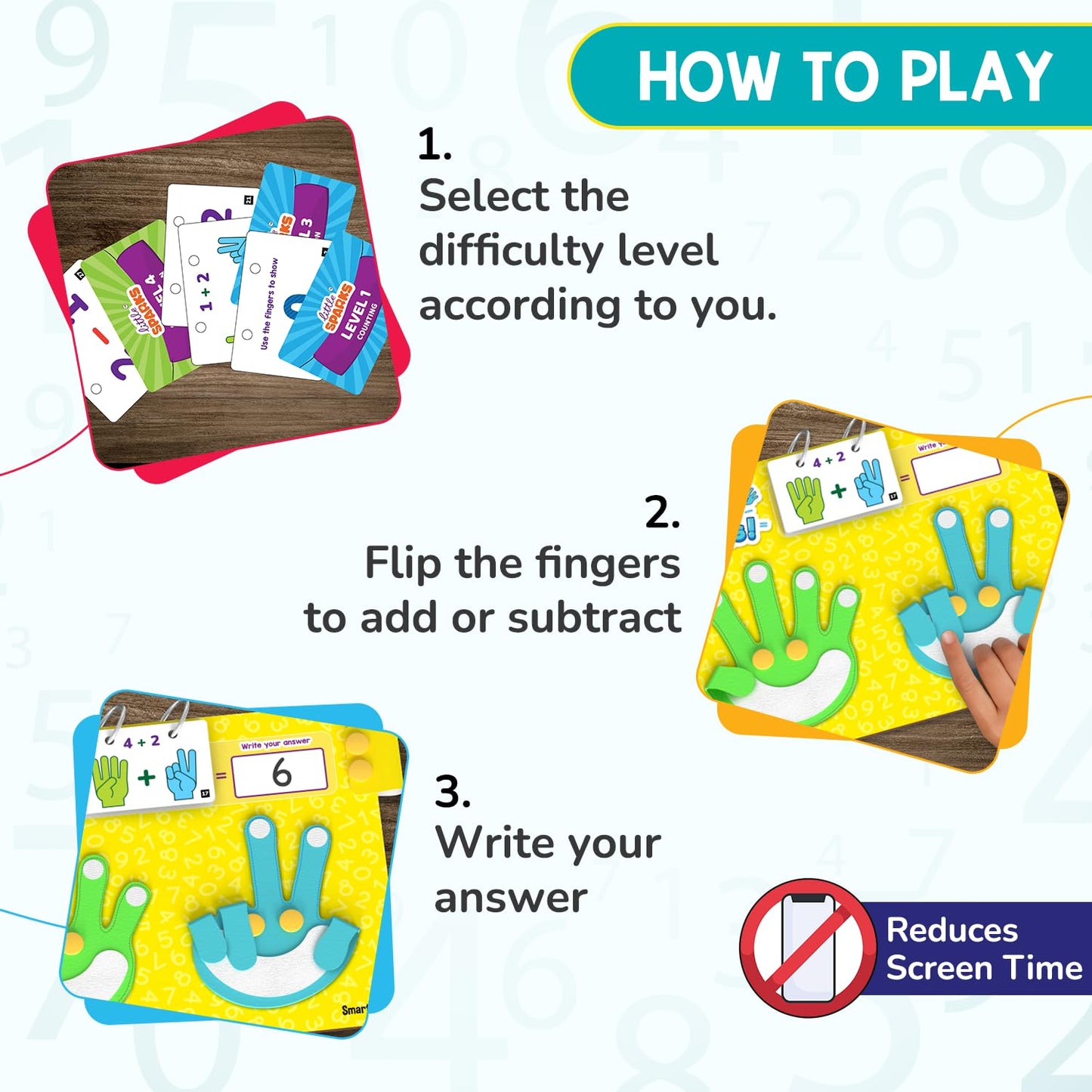 Smartivity Math Genius | Educational Toy for Kids 3+ Years | 40+ Challenges - Foldable Finger Counting Hands | Learn Counting, Numbers, Addition & Subtraction | Birthday Gift for Boys & Girls 3,4,5,6(PACK OF 6)