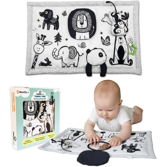 Curious Cub Sensory Cloth Mat | Play Mat for Babies 0 to 12 Months | Tummy Time Toys for Babies with 6 Interactive Features Baby Toys | Gift for New Born Baby Boy & Girl | Toys for New Born Baby