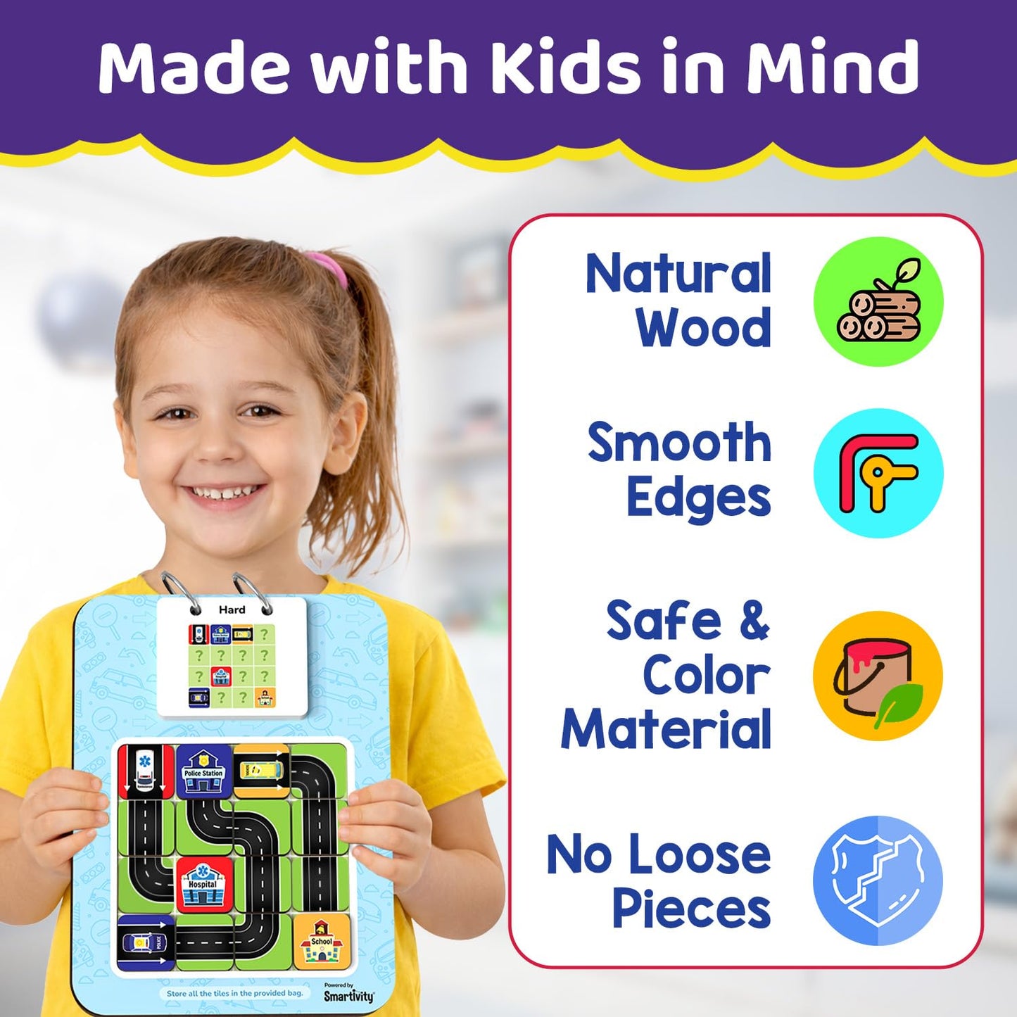 Smartivity Path Maker Brain Puzzle for Kids 4-8 Years Old I Guide Vehicles to Their Destination - 30+ Challenges I Logic & Problem-Solving Puzzle Game...(PACK OF 6)