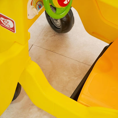 Yaya School Bus Roof Car, Ride-on Toy with Interactive Steering Wheel, EVA Foam Wheels, Storage Compartment, 360° Rotating Front Wheel, Double Opening Doors, Indoor Outdoor Use