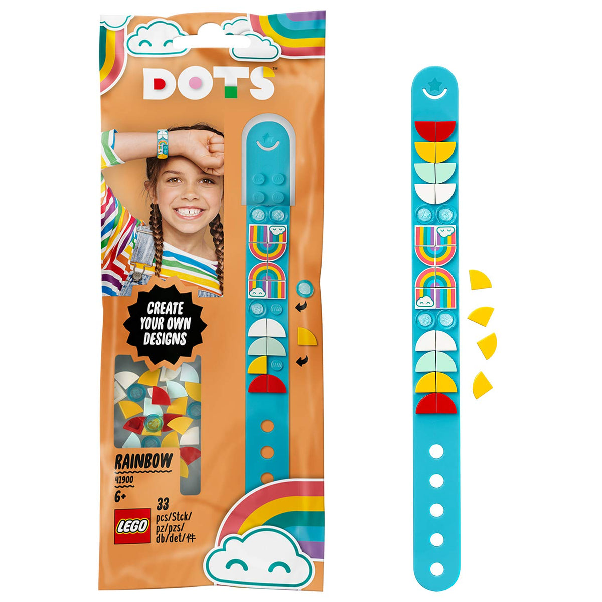 LEGO DOTS 41900 Rainbow Bracelet DIY Jewellery Craft Set, 33 Pieces, Ages 6+
