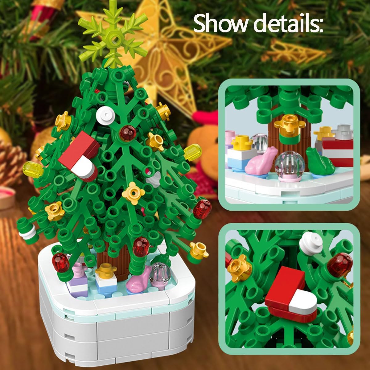 Christmas Tree Building Bricks Set - DIY Building Block Kit for Creative, 211 Pieces Building Toys for Boys Girls Kids Adults, Xmas Building Blocks Presents, Creative Gifts
