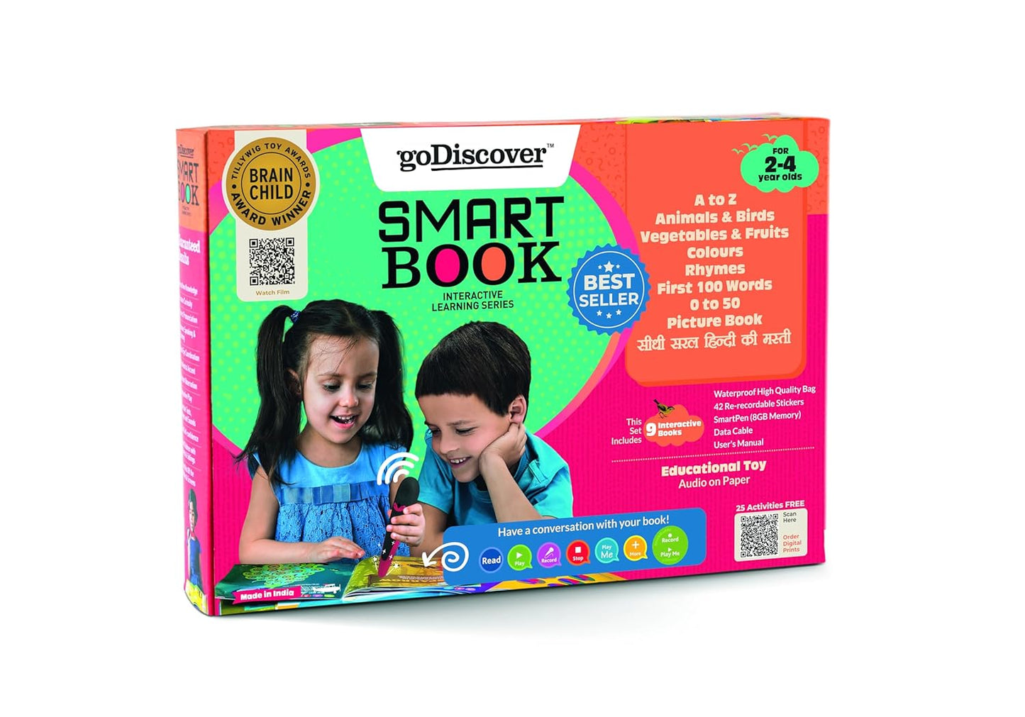 goDiscover Interactive Smart Book with Talking Pen | Set of 9 Educational Books with Alphabets Numbers Colours Animals Rhymes & Many More | Fun Learning Activity Toy for Toddlers