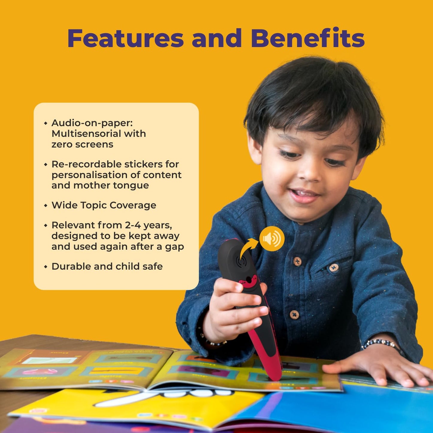 goDiscover Interactive Smart Book with Talking Pen | Set of 9 Educational Books with Alphabets Numbers Colours Animals Rhymes & Many More | Fun Learning Activity Toy for Toddlers