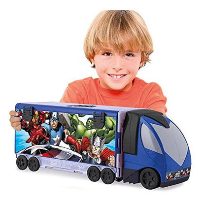 Marvel Avengers 2-in-1 Truck Playset – Transforming Hauler with Spiral Ramp Track, Detachable Cab & 5 Vehicles