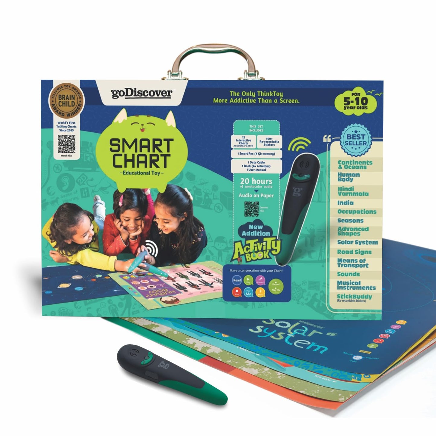 goDiscover 12 Interactive Smart Chart with Talking Pen, Educational Kit for Kids, Early Childhood Education, Homeschooling Interactive Books, Learning Toys for Children, Fun Learning Games for Kids