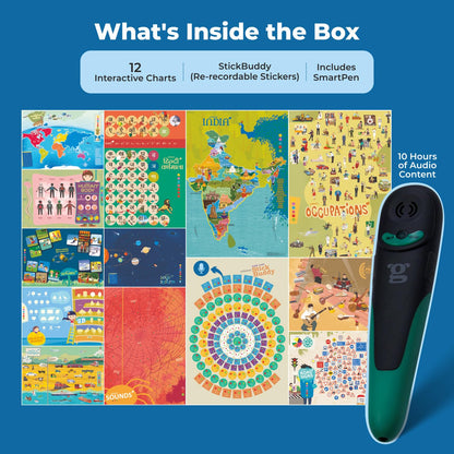 goDiscover 12 Interactive Smart Chart with Talking Pen, Educational Kit for Kids, Early Childhood Education, Homeschooling Interactive Books, Learning Toys for Children, Fun Learning Games for Kids