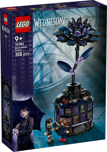 Wednesday Black Dahlia Flower Halloween Gift, Faux Plant Room Decor 76784 Building Kit