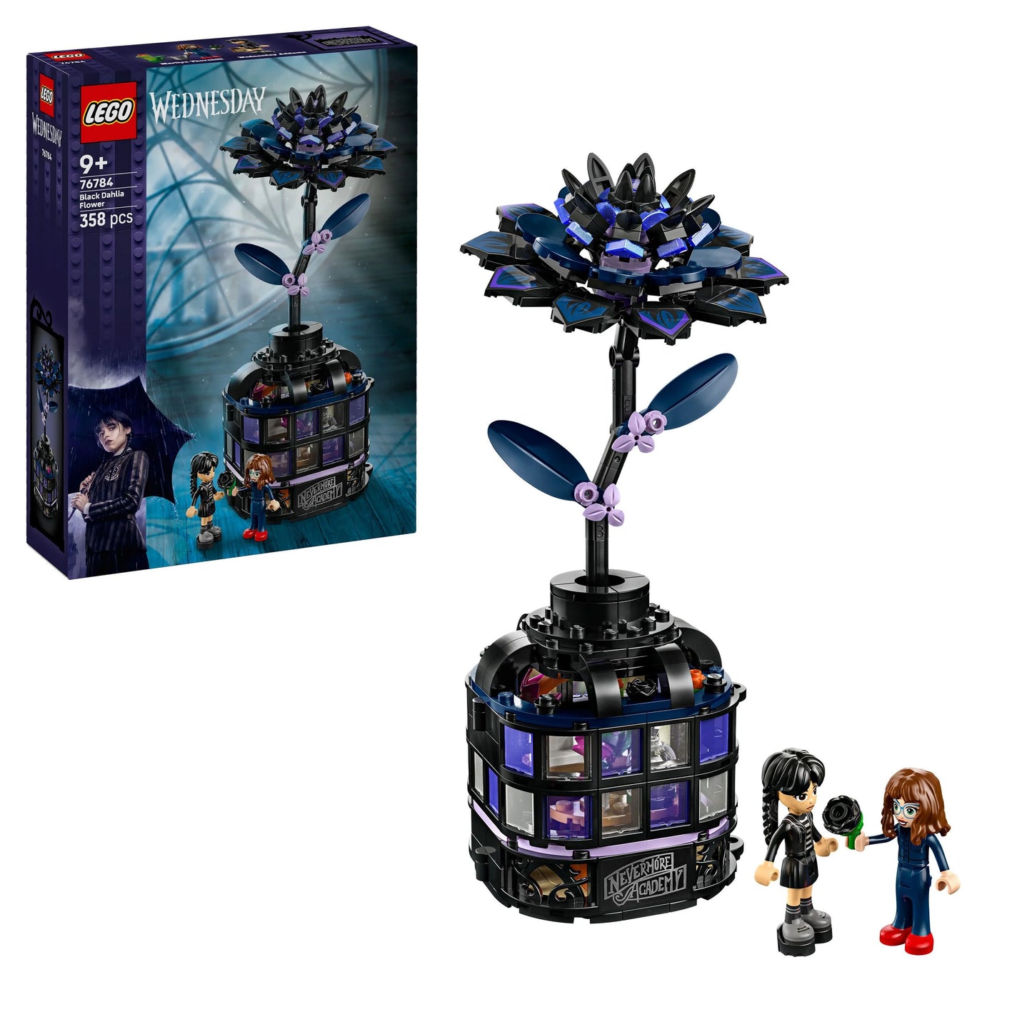 Wednesday Black Dahlia Flower Halloween Gift, Faux Plant Room Decor 76784 Building Kit