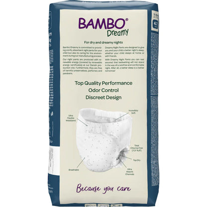 Bambo Nature Premium Dreamy Night Pants - Ultra Flexible Waistband, Ultra Absorbent Core Keeps Child And Bed Dry All Night, Pull Up Diaper, Soft, Breathable, All Round Protection, Kids 4-7, 15-35kg, 10 Count